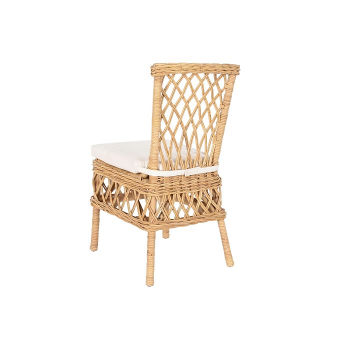 DKD Home Decor Silla Balines Ratan Natural Blanco con Cojín 58 x 90 x 47 cm 5