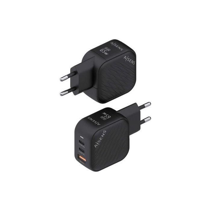 AISENS - CARGADOR GaN 65W, 2xUSB-C PD3.0 QC4.0, 1xUSB-A QC3.0, NEGRO 2 AISENS - CARGADOR GaN 65W, 2xUSB-C PD3.0 QC4.0, 1xUSB-A QC3.0, NEGRO 2