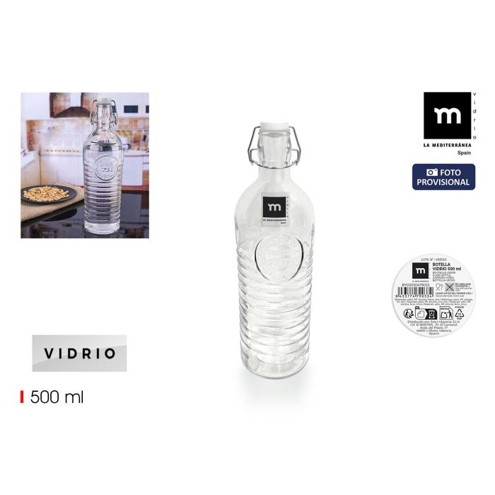 La Mediterran Botella Vidrio Tradicional Boca Ancha 500 ml 0 La Mediterran Botella Vidrio Tradicional Boca Ancha 500 ml 0