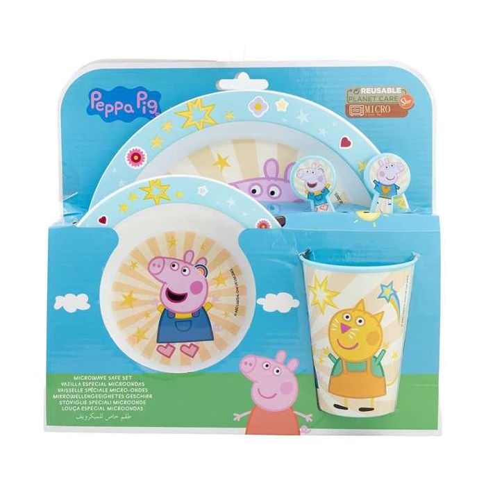 Set de plato, cuenco, vaso, cuchara y tenedor peppa core (apto para microondas) 2 Set de plato, cuenco, vaso, cuchara y tenedor peppa core (apto para microondas) 2