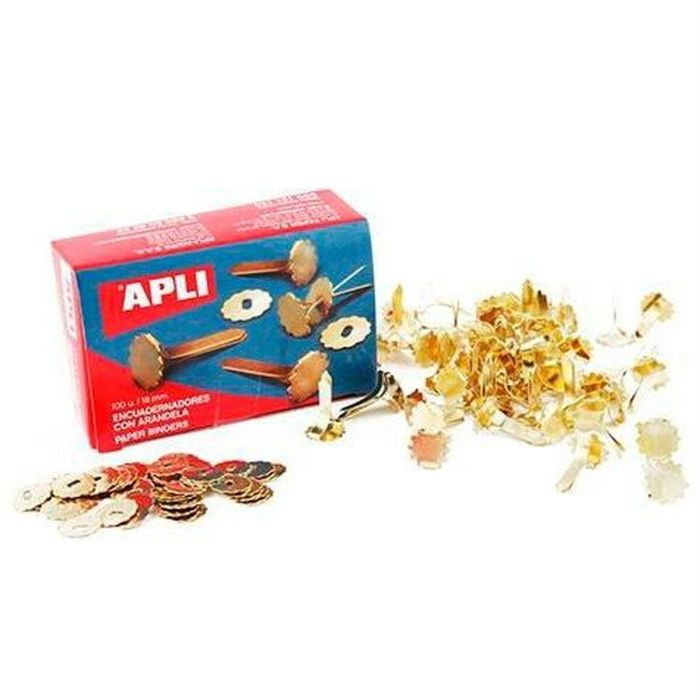 Encuadernadores metálicos Apli Dorado 25 mm 100 Piezas (10 Unidades) 1