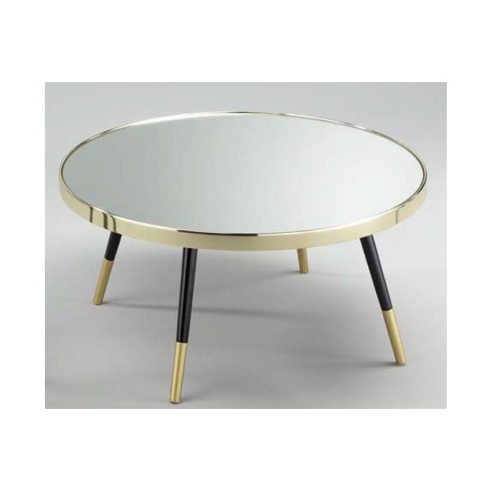 DKD Home Decor Mesa de Centro Urban con Tapa de Espejo y Estructura de Acero - Acabado Dorado y Negro - Medidas 110x50x41.5 cm 1