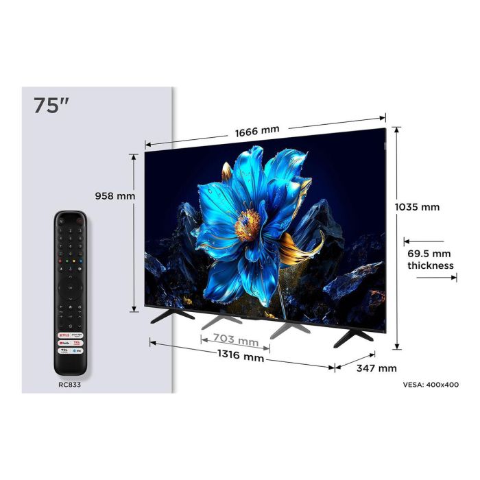 Smart TV TCL 75P7K 75" 4K Ultra HD HDR QLED 8