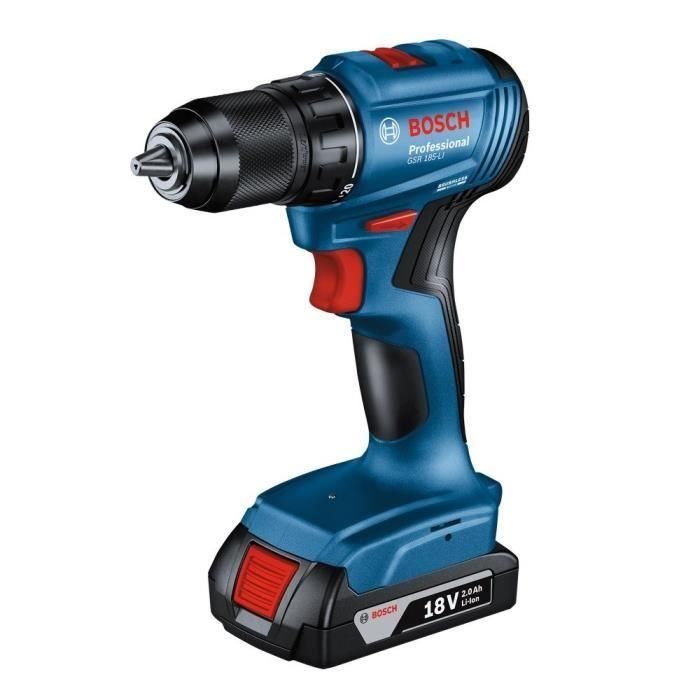 Bosch Professional GSR 18 V Drill Trilling + 2 baterías 2.0AH + Cargador + 82 piezas, en L Case 1 Bosch Professional GSR 18 V Drill Trilling + 2 baterías 2.0AH + Cargador + 82 piezas, en L Case 1