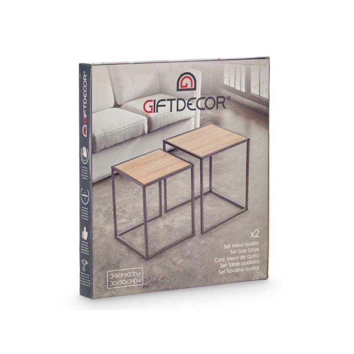 Set 2 Mesas Auxiliares Madera Giftdecor 34X39CM (4 Unidades) 2 Set 2 Mesas Auxiliares Madera Giftdecor 34X39CM (4 Unidades) 2