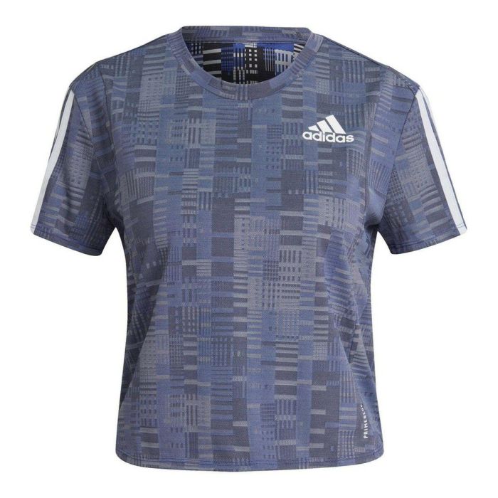 Camiseta de Manga Corta Mujer Adidas Own The Run Azul Acero Camiseta de Manga Corta Mujer Adidas Own The Run Azul Acero