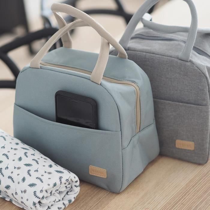 Beaba Portameriendas Isotérmico Verde Salvia | Lonchera Térmica para Comida y Biberones, Mantiene Caliente/Fría, Asas y Bolsillo Amplio 2