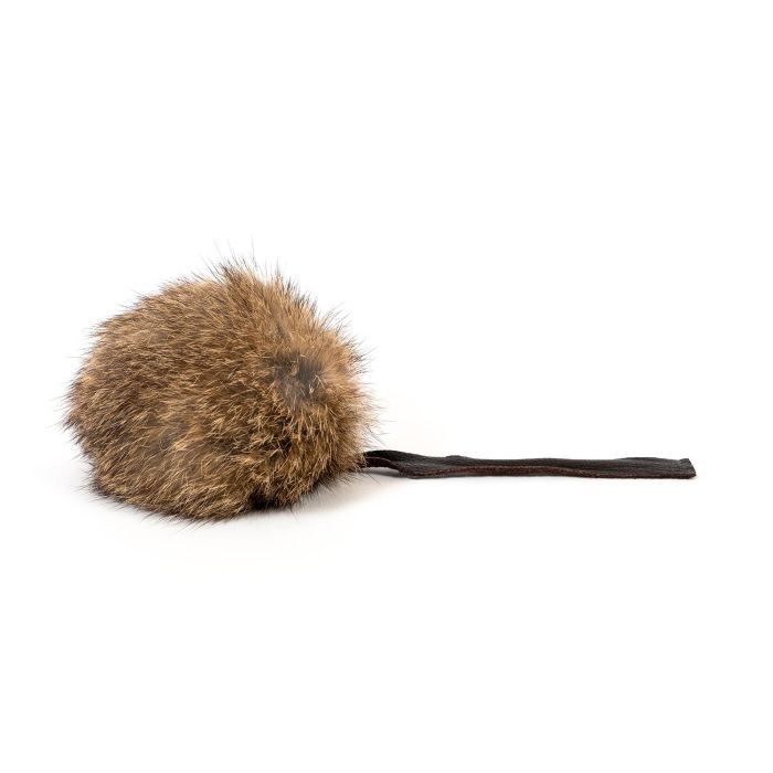 Gloria Rata Con Rabito De Cuero 12 cm Dim. Juguete Natural para Gato Fabricado en España con Piel de Conejo 100% Natural y Sostenible 2