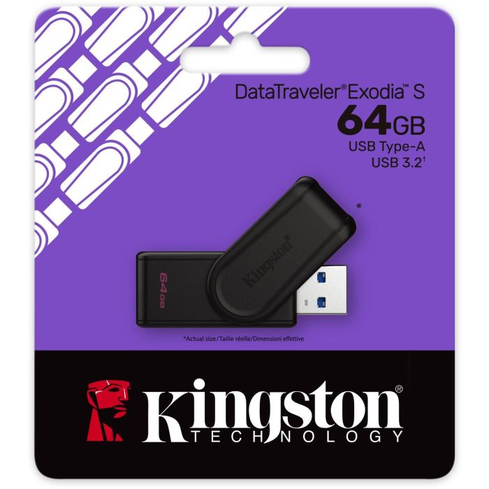 Kingston DTXS/64GB - Memoria USB DataTraveler Exodia S 64GB USB 3.2 Gen 1 con Tapón Giratorio 2 Kingston DTXS/64GB - Memoria USB DataTraveler Exodia S 64GB USB 3.2 Gen 1 con Tapón Giratorio 2
