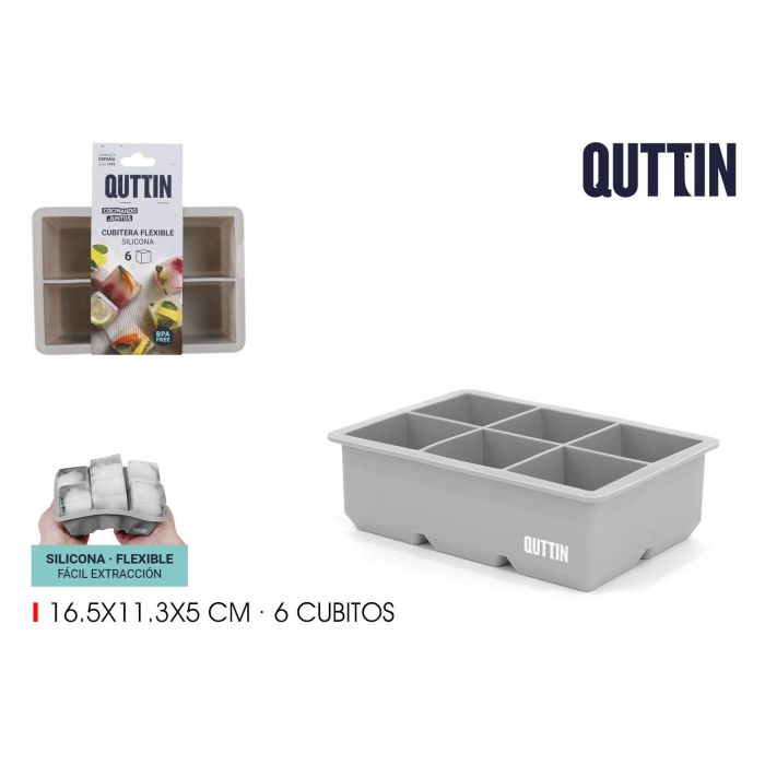 Cubitera Flexible de Silicona para 6 Cubitos - Quttin (24 Unidades) Cubitera Flexible de Silicona para 6 Cubitos - Quttin (24 Unidades)