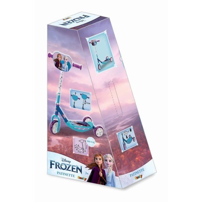 Smoby Scooter de 3 Ruedas Frozen 2 con Manillar Ajustable, Ruedas Brillantes y Silenciosas para Niños +3 Años 1