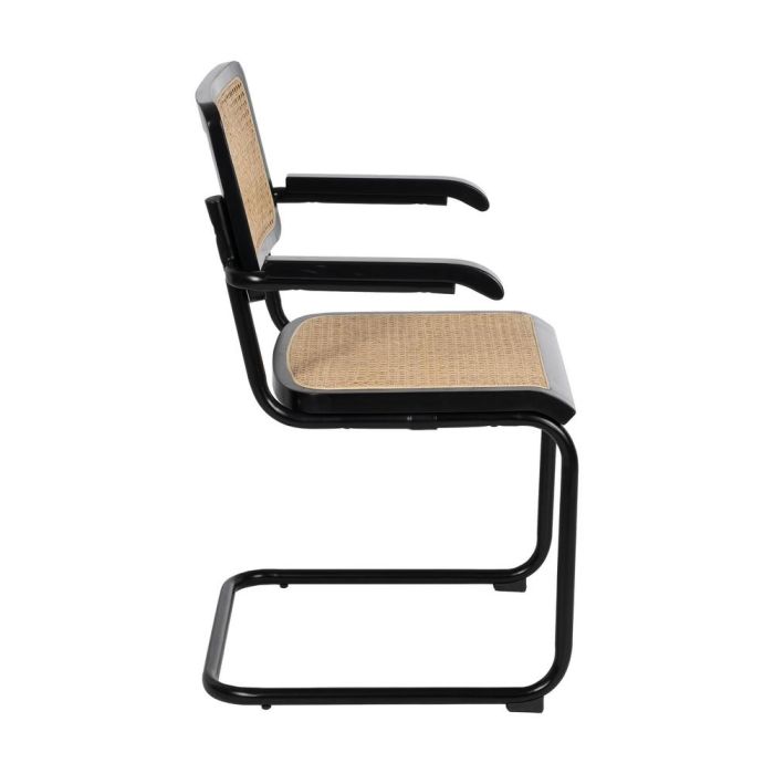 Silla Negro-Natural Madera-Ratán Salón 61,50 X 53 X 82,50 cm