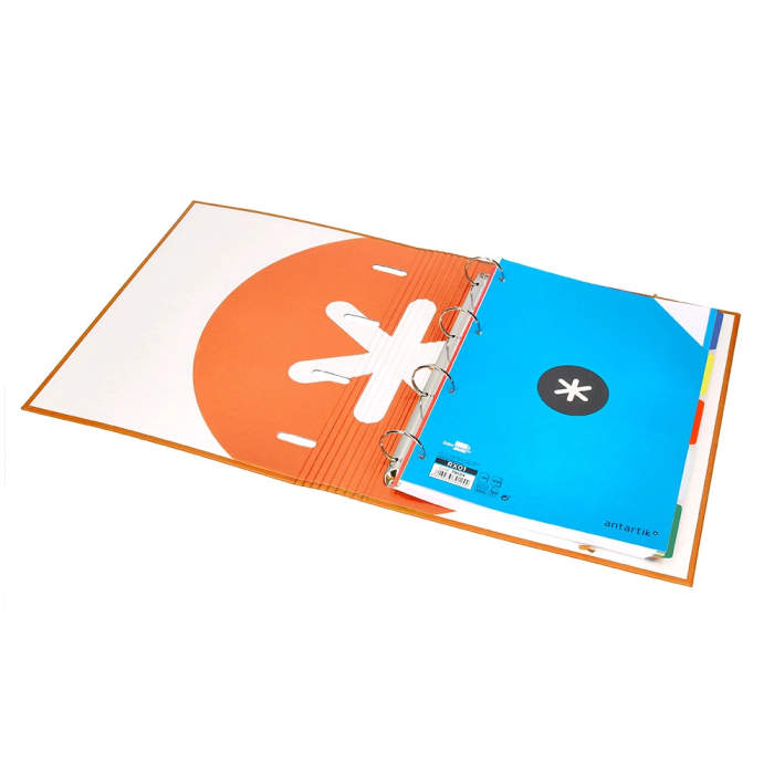 Antartik Carpeta con recambio A4 cuadro 5mm forrada 4 anillas 40mm redondas con solapa color mostaza 5