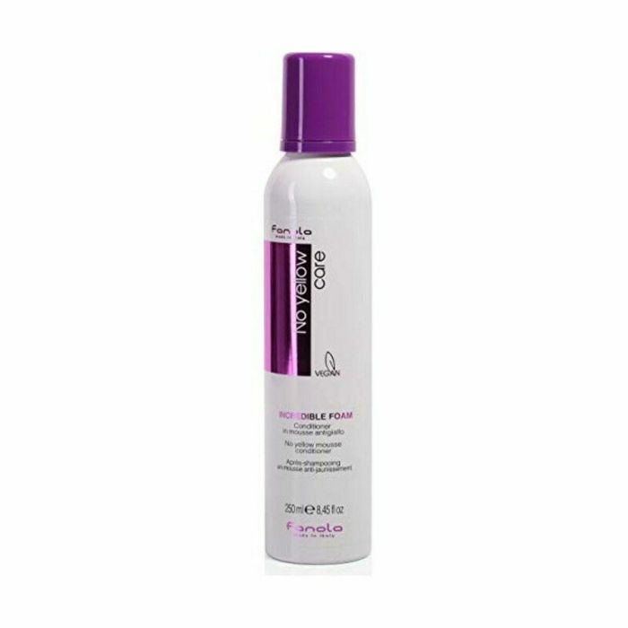 Fanola Espuma No Yellow 250ml – Neutraliza reflejos amarillos con pigmento violeta para cabellos rubios y con mechas