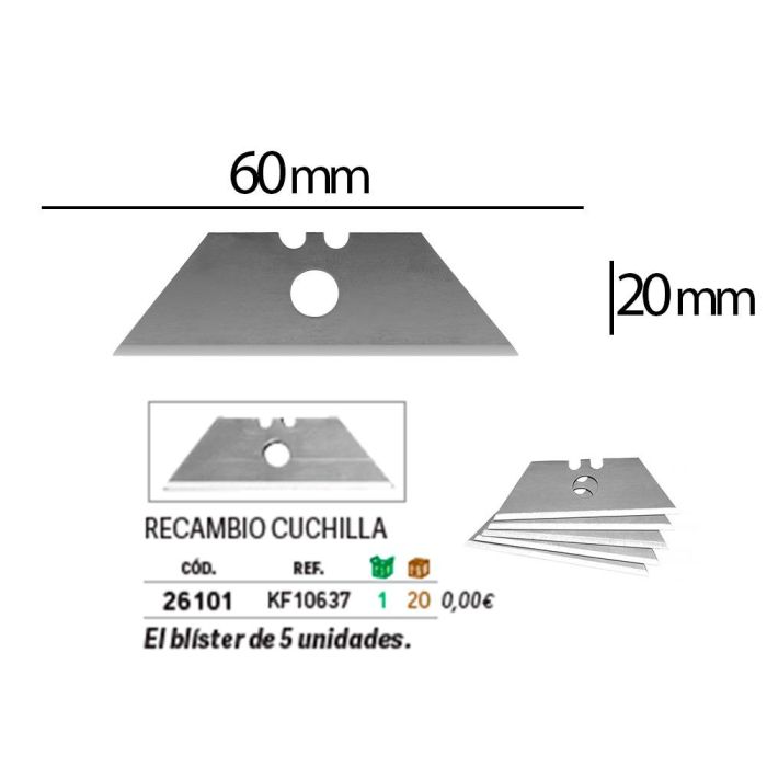 Repuesto Cuter Q-Connect Ancho Para Modelos Kf10633-Kf14624 Cuchilla 18 mm Blister 5 Unidades 20 unidades 1