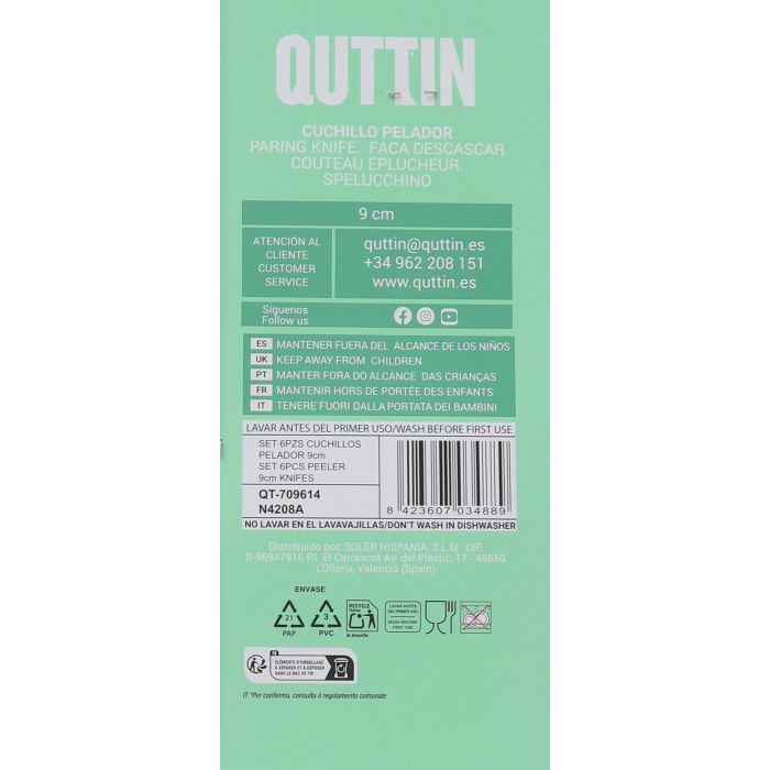 Quttin Set de 6 Cuchillos Pelador Basic 9 cm (12 Cajas) 2