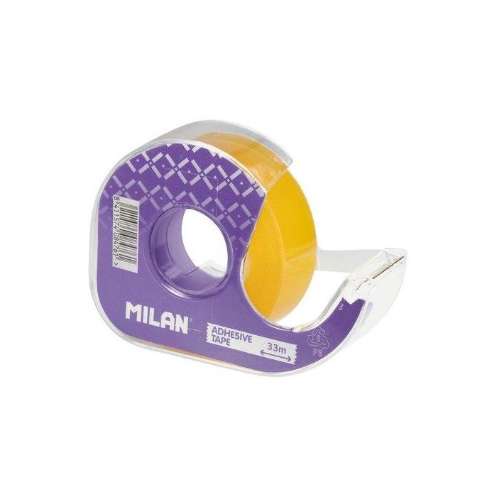 Milán Dispensador de cinta adhesiva transparente 19 mm x 33 m, colores surtidos: amarillo, azul, rojo y verde