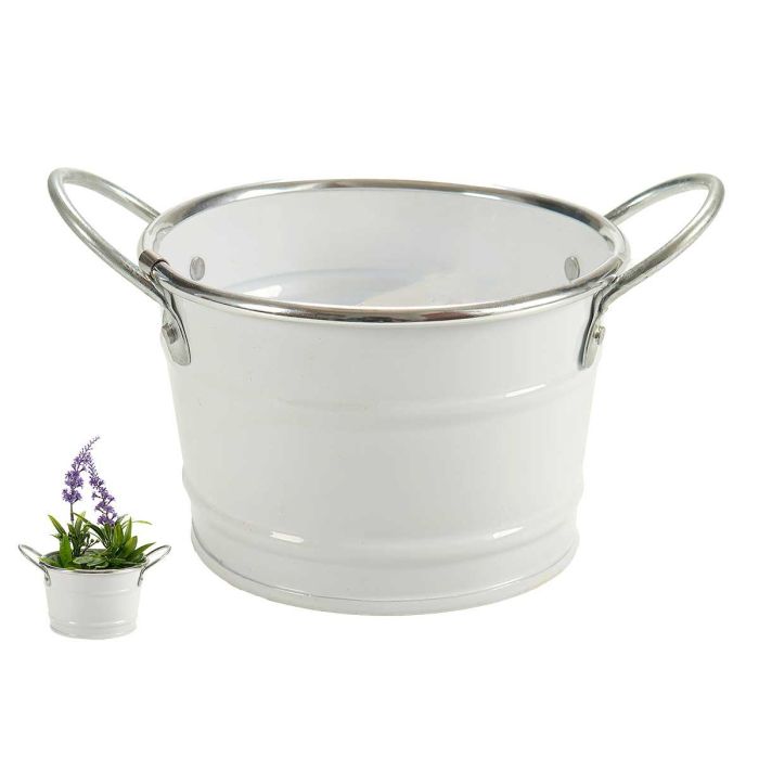 Macetero Bajo con Asas Blanco Filo Plata Ibergarden 17.5x8.5x12.5 cm - Metal Zinc (72 Unidades) Macetero Bajo con Asas Blanco Filo Plata Ibergarden 17.5x8.5x12.5 cm - Metal Zinc (72 Unidades)