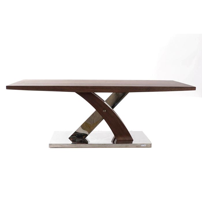 DKD Home Decor Mesa de Centro Moderna Madera y Acero Marron Oscuro Plateado 120 x 60 x 43.5 cm