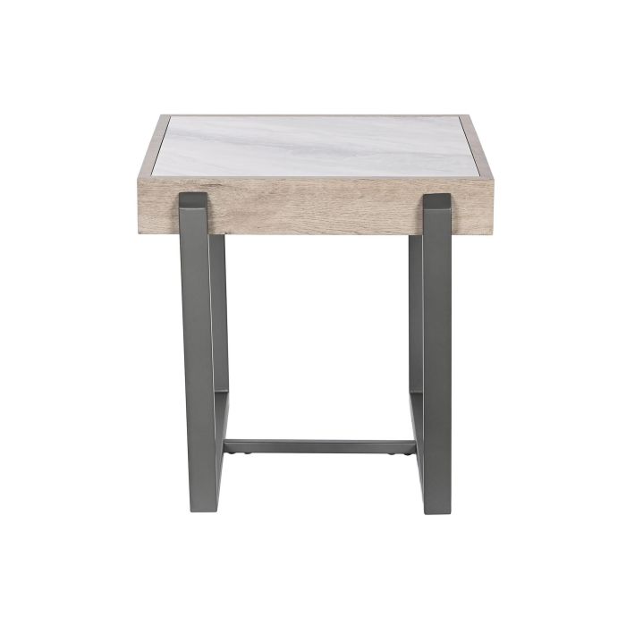 Mesa auxiliar Home ESPRIT Blanco Gris Natural Metal 50 x 50 x 50 cm 3