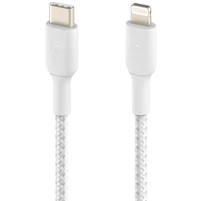 Belkin CAA004BT1MWH Cable USB-C a Lightning Trenzado Boost Charge 1m Blanco 2