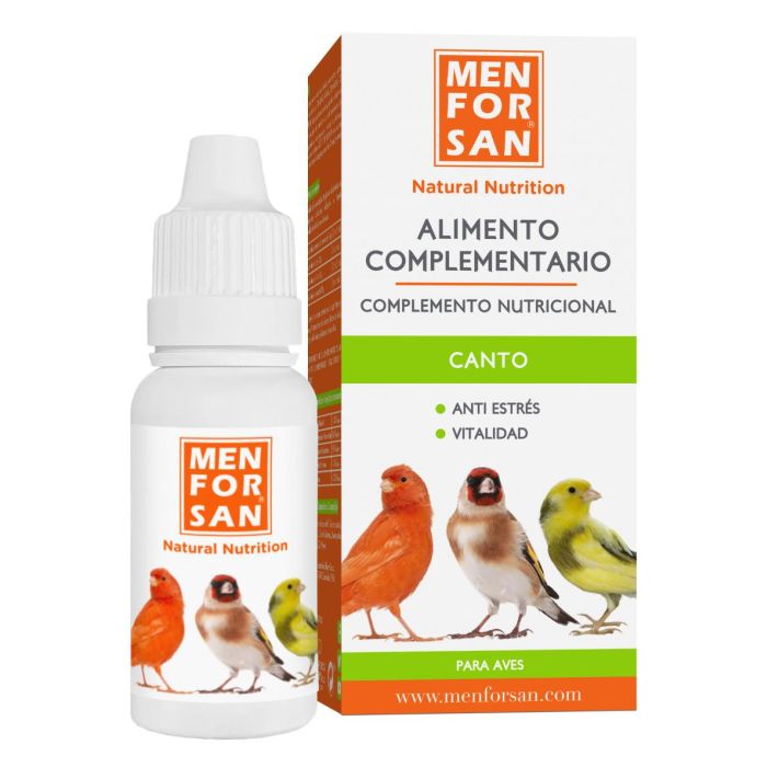 Men For San Pienso Complementario para Canto de Aves Canoras: Canarios, Jilgueros, Ruiseñores. Rico en Vitaminas B, E, C y Metionina. 30 ml