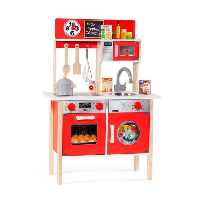 Cocina de madera roja con 10 accesorios 85,5x30x60 cm 3 Cocina de madera roja con 10 accesorios 85,5x30x60 cm 3