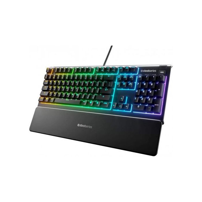 SteelSeries Apex 3 Teclado Gaming - Resistencia al Agua IP32, Iluminación RGB 10 Zonas, Switches Silenciosos, Reposa Muñecas Magnético, Español QWERTY - 64798 1