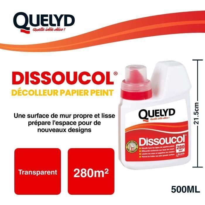 Quitapapeles - QUELYD - Dissoucol - Detergente para ropa - Elimina residuos - Botella de 500 ml (280 m²) 1