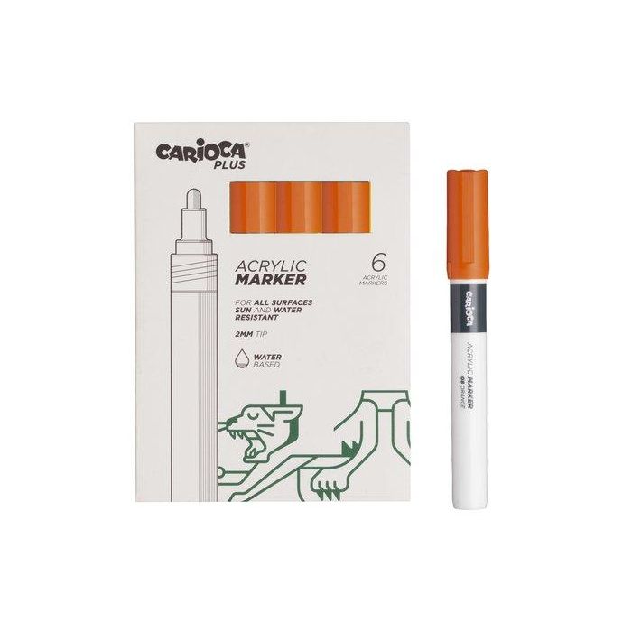 Rotulador Acrilico Carioca Plus Caja De 6 Naranja