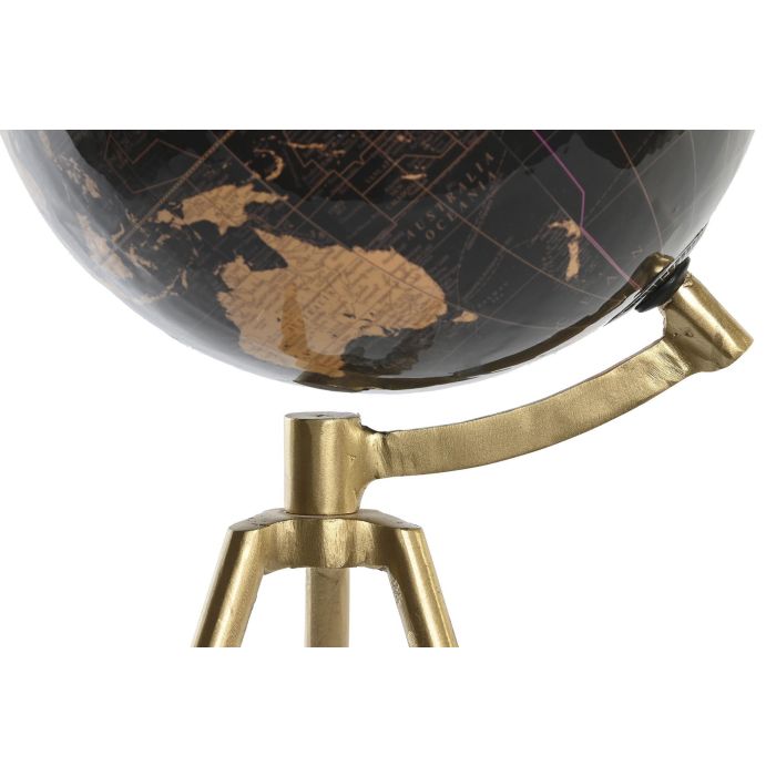 DKD Home Decor Globo Terráqueo Colonial de Metal Dorado y Negro 20x47x20 cm 1