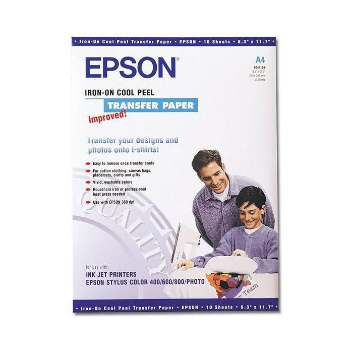 Epson Papel Transfer Iron-On Cool Peel para Transferencia Sobre Tela, A4, 10 Hojas, 124 gr Epson Papel Transfer Iron-On Cool Peel para Transferencia Sobre Tela, A4, 10 Hojas, 124 gr