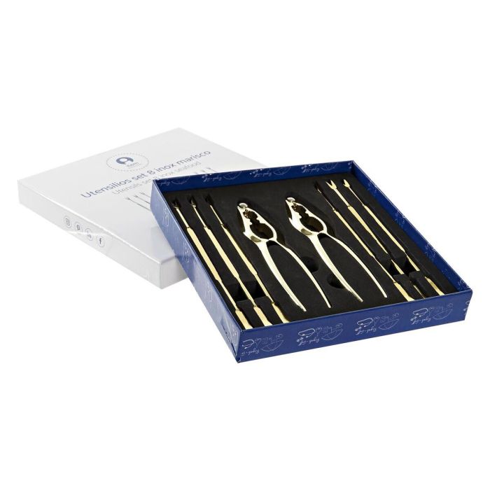Utensilios DKD Home Decor Dorado 3 x 15 x 3 cm Set de 8