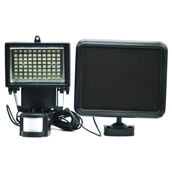 GALIX Foco solar muy iluminador con detector de presencia - 80 LED - Negro