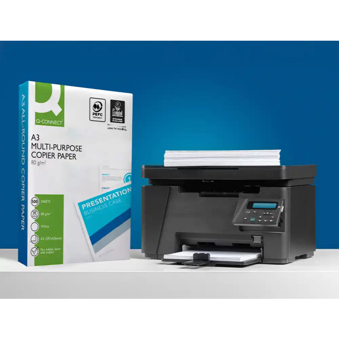 Q-connect Papel Multifuncion DIN A3 80gr Paquete 500 Hojas Blanco Certificado PEFC 6