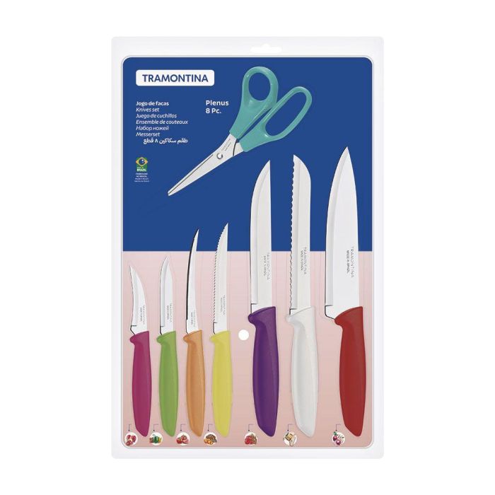 Tramontina Juego de Cuchillos de Cocina 8 Piezas Acero Inoxidable con Mango de Polipropileno Colores Surtidos 2