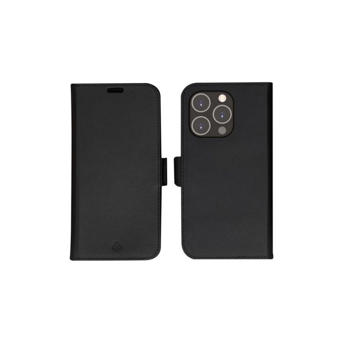 dbramante1928 Funda Cartera 2 en 1 Lynge para iPhone 14 Pro Negra de Piel plena flor Sostenible con Soporte Desmontable 2