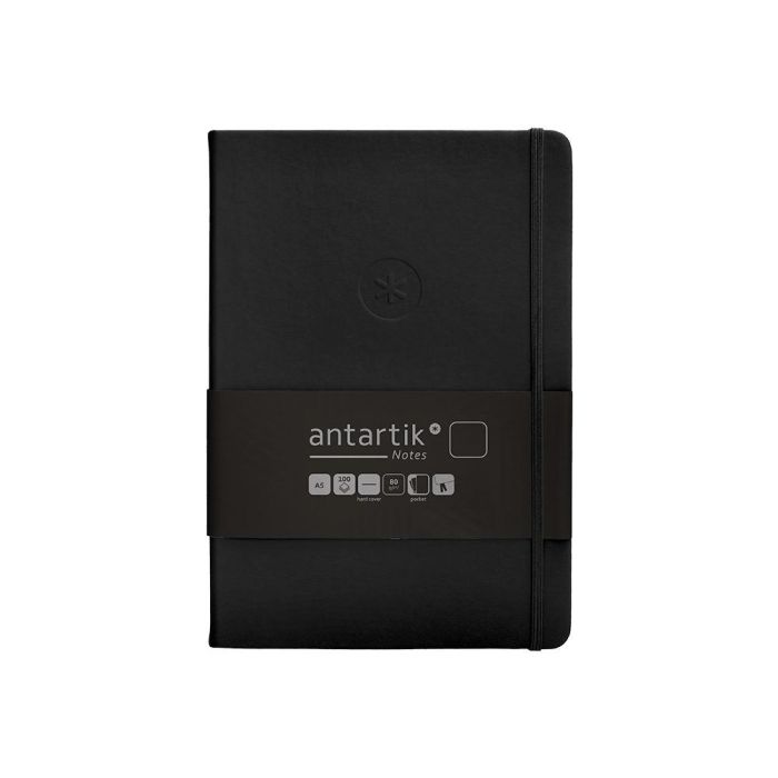 Cuaderno Con Gomilla Antartik Notes Tapa Dura A5 Hojas Lisas Negro 100 Hojas 80 gr Fsc 1