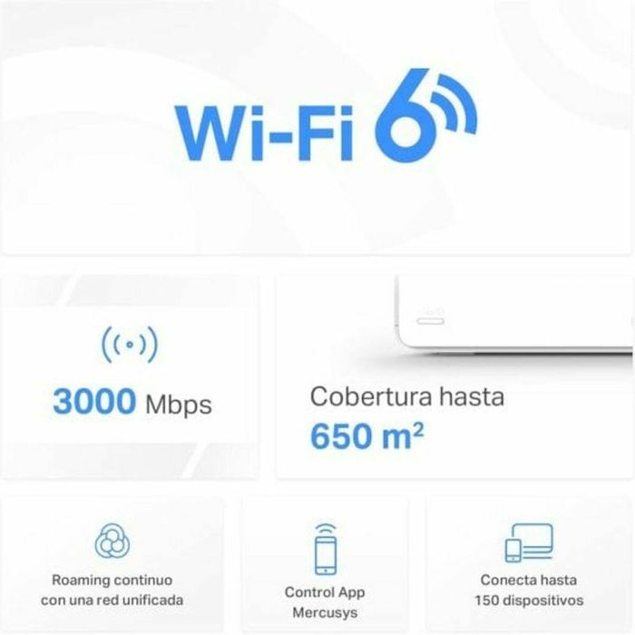 Mercusys Halo H80X (3-pack) Doble banda (2,4 GHz / 5 GHz) Wi-Fi 6 (802.11ax) Blanco Interno 37 Mercusys Halo H80X (3-pack) Doble banda (2,4 GHz / 5 GHz) Wi-Fi 6 (802.11ax) Blanco Interno 37