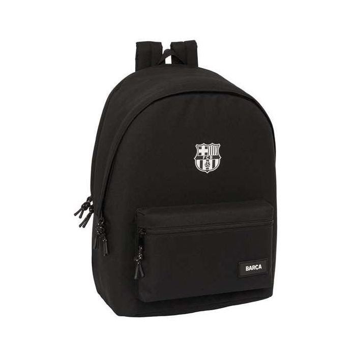 Mochila doble para portatil 15,6"+usb f.c.barcelona chica negro 31x44x18 cm