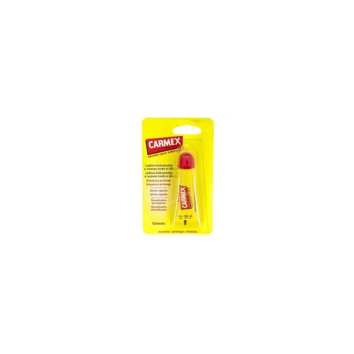 Carmex Bálsamo Labial Classic Tubo 10 gr. Hidratante, Reparador y Protector para Labios Secos y Agrietados con Protección contra Temperaturas Extremas