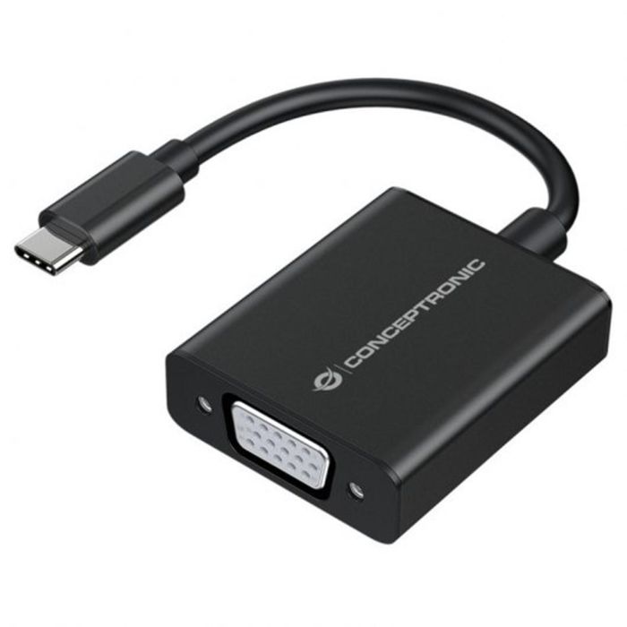 Conceptronic Adaptador USB Tipo C a VGA, 1080P 60Hz, Carcasa de Aluminio