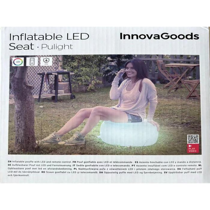 Asiento Hinchable con LED Multicolor y Mando a Distancia Pulight InnovaGoods 14 Asiento Hinchable con LED Multicolor y Mando a Distancia Pulight InnovaGoods 14