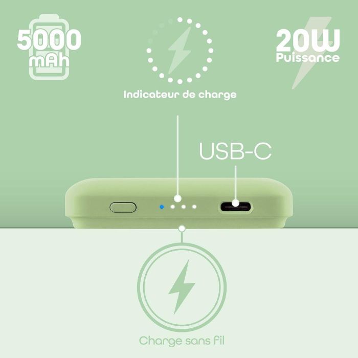 Powerbank T'NB PBUMAG5GR 5000 mAh Verde Magsafe 11