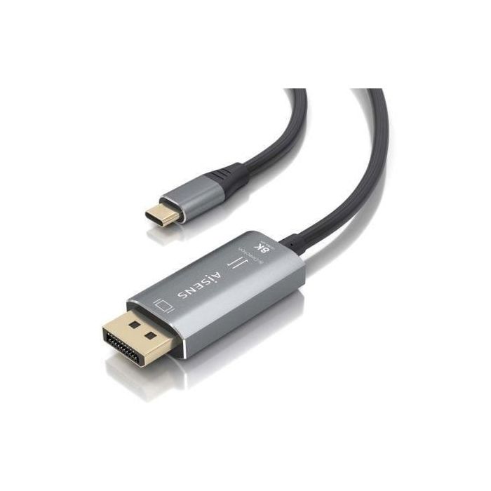 AISENS - CABLE CONVERSOR ALUMINIO BIDIRECCIONAL USB-C A DISPLAYPORT 8K@60HZ, USB-C/M-DP/M, NEGRO, 1.8M 2