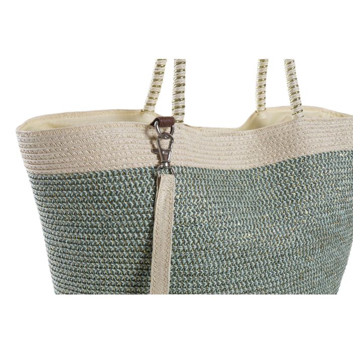 DKD Home Decor Bolso Mediterraneo Beige Verde Menta Set de 3 Piezas 10 x 28 x 43 cm 1