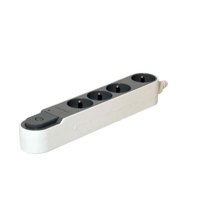 CHACON Bloque supresor de sobretensiones multitoma con interruptor 4 tomas 16A 3m gris CHACON Bloque supresor de sobretensiones multitoma con interruptor 4 tomas 16A 3m gris