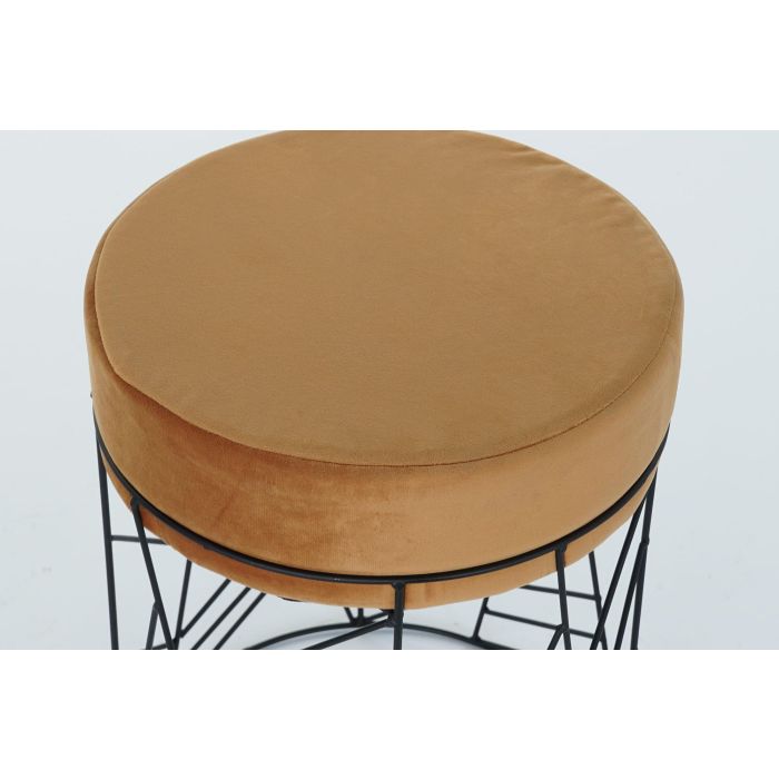 DKD Home Decor Reposapiés Terracota Negro Metal Poliester 33 x 42 x 33 cm 1