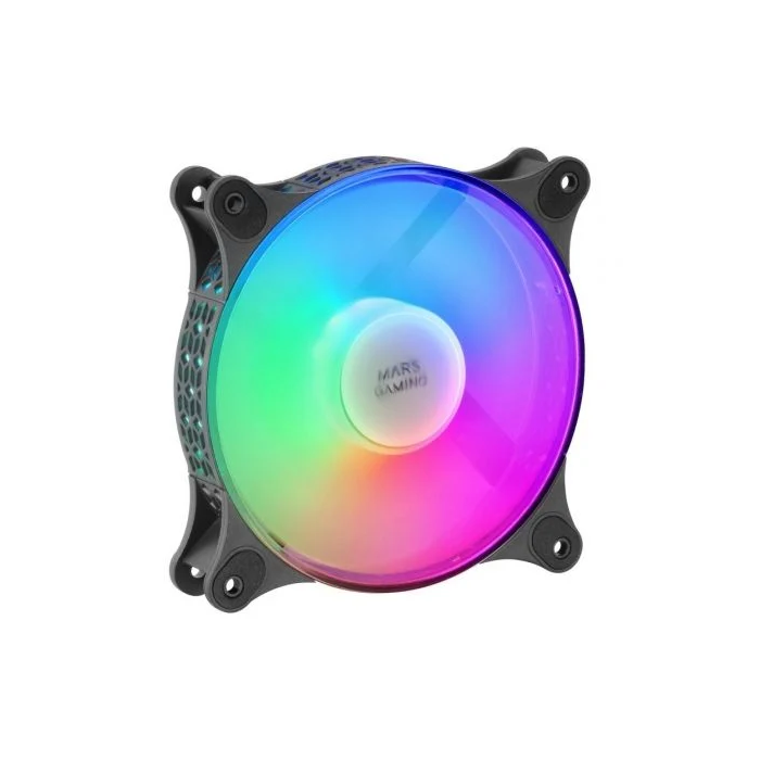 Mars Gaming MFDUO Pack 2 Ventiladores 12cm FRGB Rainbow Ultra Silenciosos FDB 12db Conectividad 3PIN+4PIN Kit con Iluminación 360º