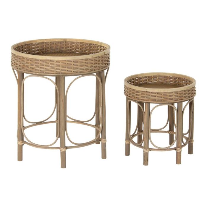 Mesita Auxiliar Balines DKD Home Decor Natural 49 x 55 x 49 cm Set de 2